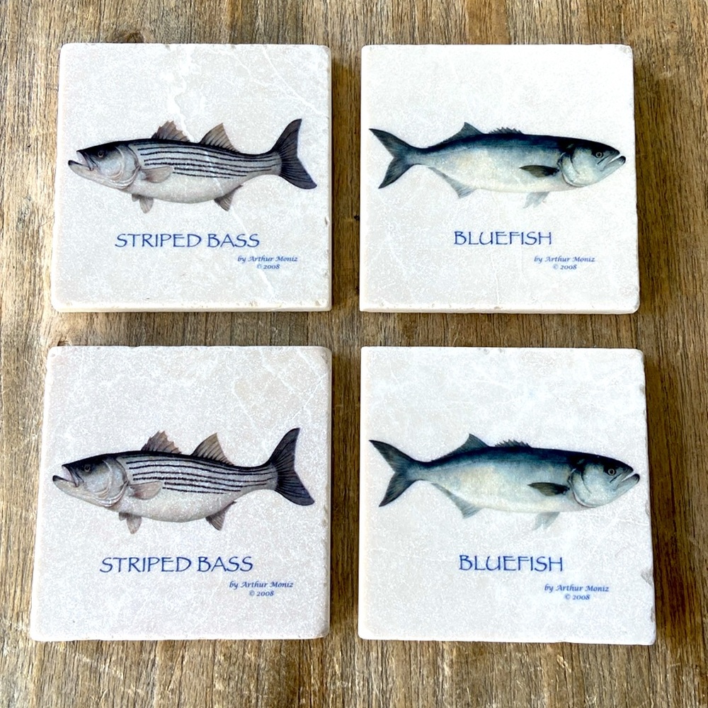 Marble fish coasters by Arthur Moniz